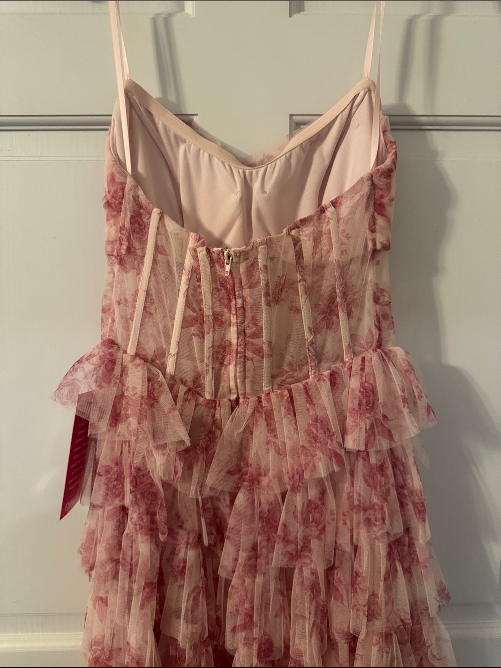 Pink Floral Ruffled Maxi Dress - Picture 4 of 5